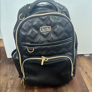 Itzy Ritzy Black and Gold Quilted Backpack